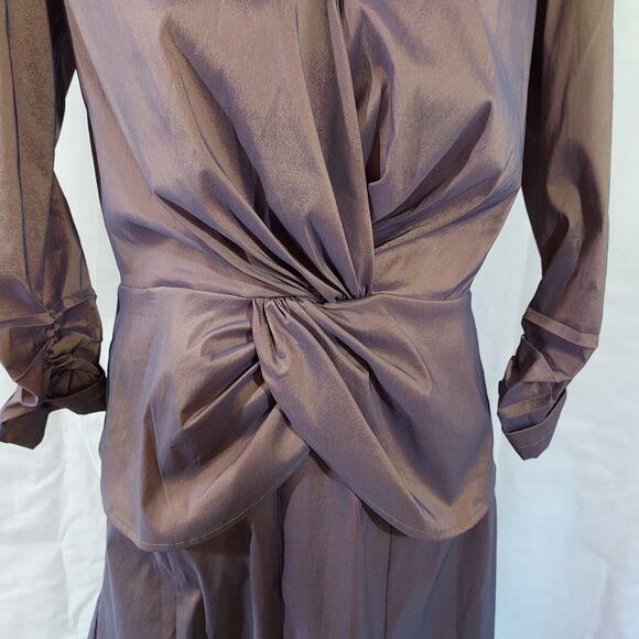 Tadashi Shoji Two Piece Set Skirt 14 Ruched Top Shirt 12 Sequins Party Formal - Picture 3 of 16